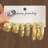 Chunky Gold-Tone Hoop Earring Set 6 Pairs - Image 3