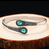 Vintage Ethnic Style Carved Floral Inlaid Zirconia Bangle Elegant Adjustable Open Cuff Bracelet Men and Women Party Jewelry - Image 5