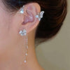 Sparkling Zircon Flower Butterfly Ear Bone Clip for Women Without Piercing Tassel Ear Cuff Clip Earrings Wedding Jewelry - Image 9