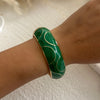 Vintage Exaggerated Green Drip Oil Irregular Grid Water Rhinestone Geometric Wide Bangle Chunky Cuff Bracelet Jewelry - Image 9