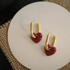 Cute Red Heart Earrings For Women Simple Smooth Love Hoop Earrings Geometric Earrings Party Round Ear Jewelry A - Image 1