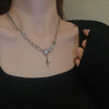 Bling Moonstone Star Cross Pendant Necklace for Women Punk Hip Hop Star Chain CrystalNecklace Party Y2K Jewelry Gift - Image 2
