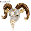 Rhinestone Goat Head Brooches for Women Unisex Zodiac Animal Pins Casual Party Jewelry Accessories Gifts - Image 1