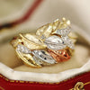 Three-tone Leaf Design Finger Rings for Women Inlaid Dazzling Cubic Zirconia Wedding Band Lady Jewelry - Image 4
