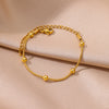 Stainless Steel Beaded Snake Chain Bracelet in Gold-Tone with 19 cm Length - Image 27