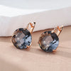 Large Grey Stone Drop Earrings with Rose Gold Tone Details - Image 3