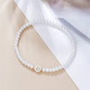 A-Z Initial Letter Bracelet for Women White Beads Round Pendant Elastic Bracelets Jewelry Mother of Pearl Charm - Image 15