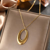 Stainless Steel Delicate Hollow Arc Circle Geometric Pendant Necklace Female Minimalist Commuter Long Necklace - Image 3