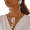 Ingemark Creative Punk Torques Chain Necklace Women Wed Bridal Elegant White Flower Hanging Drop Earrings Wed Bridal Jewelry Set - Image 9