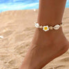 Neon Pink Color Flower Shell String Weaving Handmade Anklet Starfish Shell Turtle Charm Adjustable Anklet Summer Beach Jewelry - Image 4