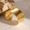 Minimalist Gold Color Plated Stainless Steel Wide Face Hammer Pattern Bracelet Stackable Bracelet Women's Jewelry - Image 4
