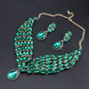 Green Crystal Statement Necklace Earrings Set Gold Color Jewelry Sets Indian Bridal Wedding Costume Jewellery - Image 5