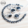 Bridal Women Blue Zircon Jewelry Sets Silver Women Wedding Jewelry Charms Rings Bracelets Earrings Set Pendant Necklace - Image 13