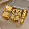 Three-layer Irregularly Lined Design Cuff Bracelet Arc-shaped Shiny Chunky Stainless Steel Women's Bangle Jewelry Chic - Image 5