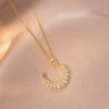 Cubic Zircon Star Crescent Moon Pendant Necklace Crystal Chain Jewelry Birthday Gifts For Women Girls - Image 3