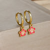 2PCS Stainless Steel Hoop Earrings for Women Girls Colorful Enamel Flowers Pendant Small Huggie Earring Piercing Jewelry - Image 7