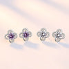 Charming Silver Silver/Purple Flower Zirconia Stud Earrings, Women's Wedding Party Jewelry - Image 3