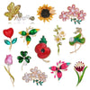 Plants Flowers Brooches, Sunflowers, Lotuses, Poppies, Clover, Roses, Jasmine, Clothing Backpacks Accessories Gifts - Image 1
