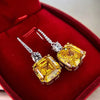 Simple and Elegant Square Cubic Zirconia Earrings Bling Yellow CZ Dangle Women Wedding Engagement Jewelry - Image 3