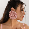 Salircon Exaggerated Large Rose Flower Earrings For Women Statement Pierced Stud Earrings Ladies Party Dinner Jewelry - Image 2