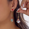 Moving Santa Claus Tassel Dangle Earrings for Women Santa Christmas Tree Asymmetric Long Chain Earrings Jewelry Gift - Image 17
