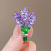 Purple Lavender Brooch Women's Brooches Crystal Rhinestone Bouquet Pins Clothing Coat Jewelry Girl Gift - Image 1