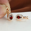 Cute Female Rose Gold Color Crystal Blue Stone Earrings Dainty Oval Zircon Wedding Jewelry For Women - Image 6