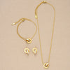 4Pcs/Set Gold Color Stainless Steel Crystal Necklace Bracelet Earrings for Women Interlocking Circles Roman Numbers Jewelry Sets - Image 3