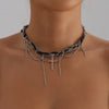 Punk Imitation Pearl Bow Bowknot Necklace for Women Men Hiphop Metal Bead Long Tassel Necklace Wedding Party Jewelry Gift - Image 8