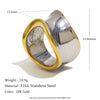 316L Stainless Steel Two Tone Twisted Wide Ring Party Jewelry Women's Unique Cool Ring Gift - Image 7
