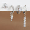 4PCS Simple Crystal Zirconia Square Dangle Earrings Set For Women Korean Stainless Steel Pendant Stud Earring Piercing Jewelry - Image 4