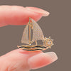 Small Sailboat Brooch Pins for Women Men Unisex Rhineston Zircon Lapel Pins Successful Badge Party Suit Jewelry Gifts - Image 1