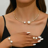 2Pcs Classic Wedding Party Jewelry Sets For Women Pearl Rhinestones Necklace Bracelet Accessories Gift - Image 3