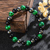 Triple Protection Bracelet, Blue Malachite Black Bile Obsidian Beaded Bracelet, Handmade Stretch Beaded Bracelet - Image 6