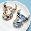 Lovely Bull Brooches For Women Unisex 2-color Rhinestone Enamel Cattle Taurus Zodiac Animal Party Office Brooch Pins - Image 3