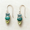 Delicate Square Oval Water Droplets Blue Green Yellow Stone Earrings Metal Silver Color Engagement Dangle Earrings - Image 5