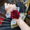 1set Dark Gothic Red Rose Wristband Flowers Mesh Hand Ornaments Fake Sleeve Detachable Lace Wrist Bands Bracelets Accessories - Image 4