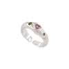 Sweet Personality Silver Adjustable Irregularly Texture Heart-shaped Pink Crystal Ring for Woman Korean Jewelry - Image 5