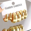 18 Pcs/Set Large C-Shape Teardrop Hoop Earrings for Women Gold Color Exaggerated Twist Earring Daily Wear Jewelry Gifts - Image 7
