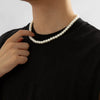 Simple Imitation-Pearl Beaded Short Choker Necklace for Men White Beaded Chains on Neck Accessories Jewelry - Image 10