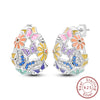 Silver Hoops Earrings Colorful Flower Butterfly Bee Drop Earring For Women Birthday Party Jewelry Gifts - Image 15