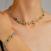 Korean Colorful Crystal Choker Necklace Bracelet for Women Sparkly Rhinestone Clavicle Chain Bracelet Jewelry Set - Image 1
