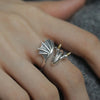 Silver Rings For Women Simple Vintage Handmade Adjustable Finger Retro Bat Ring Band Female Gift - Image 4