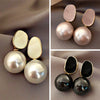 Pink White Pearl Dangle Earrings for Women Black Geometric Acrylic Round Ball Pendants Famale Drop Earrings Elegant Ear Jewelry - Image 1
