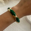 Vintage Exaggerated Green Drip Oil Irregular Grid Water Rhinestone Geometric Wide Bangle Chunky Cuff Bracelet Jewelry - Image 13
