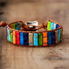 Bohemian Multicolor Emperor Stone Bracelet For Women 7 Chakra Stones Leather Rope Woven Bangle Man Wrist Jewelry - Image 4