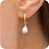 Pearl Dangle Earrings for Women Mom, Dainty Gold Plated Stainless Steel Waterdop Pearls Earring Jewelry Gifts - Image 2