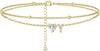 CZ Ankle Bracelets for Women Gold Plated CZ Initial Dainty Layered Heart Anklets Foot Chain Summer Beach Jewelry - Image 28