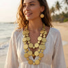 Summer Beach Vacation Jewelry Set Bohemian Round Wooden Bead Handmade Beaded Multilayer Long Necklace And Earrings For Women - Image 1