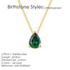 Stainless Steel Teardrop Pendant Necklace with Colorful Stone Details - Image 9